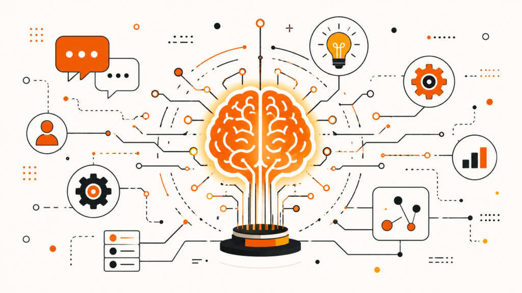 Konsep kecerdasan buatan (AI) dengan rangkaian neural